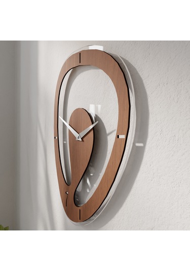 Minimal Şeffaf Pleksili Duvar Saati Kahverengi
