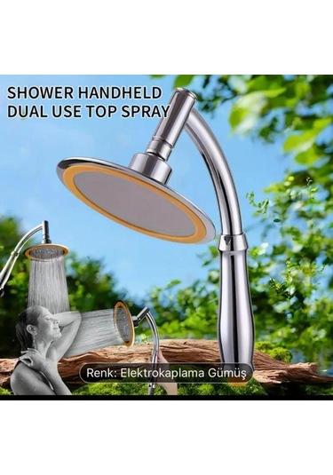 Byesu Duş Hortumuna Takılabilen 360 Derece Dönen Yönü Ayarlanabilen Robot Tipi Duş Başlığı Krom