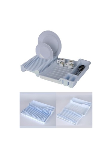 Flosoft Katlanır Bulaşıklık, Kaşıklık Bölmeli Tabaklık Kurutmalık Beyaz