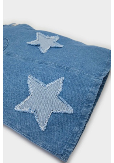 Defacto Kız Bebek Yıldız Nakışlı Salopet Elbise B8219a525smbe394 Mavi
