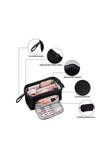 Büyük Kapasiteli Kalem Kutusu, Saplı Kalem Kutusu, Kızlar İçin Kalem Kutusu, Okul Malzemeleri, Ofis Düzenleyici, Makyaj Çantası Th