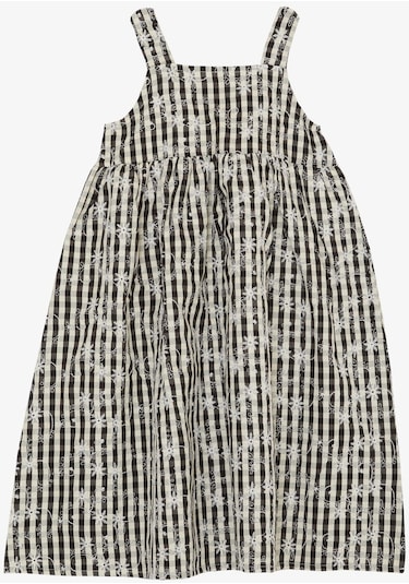 Escabel Kız Çocuk Elbise Çiçek Nakışlı Pötikare Desenli 5-9 Yaş, Siyah-siyah Siyah