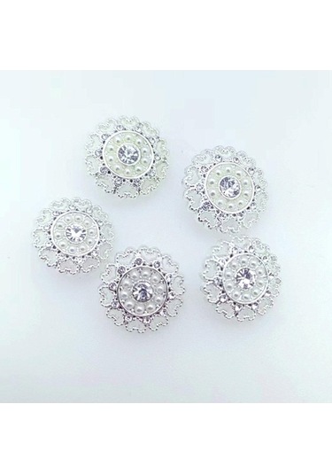 Pazly Yedek Yapay Homyl Elmas Düğmeler Dekoratif Çiçek Adet 5 Ca