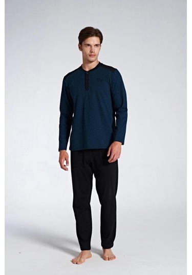 Pijadore Erkek Siyah Viskon Uzun Kollu Pijama Takımı 1747 Siyah