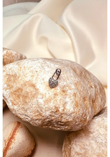 Çengelli İğne Taşlı Silver Gümüş Renk 316l Stainless Steel Çelik Piercing Tragus Helix Gümüş