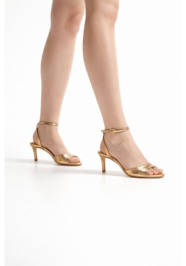 Tual Shoes Kadın Gold Topuklu Ayakkabı Altın