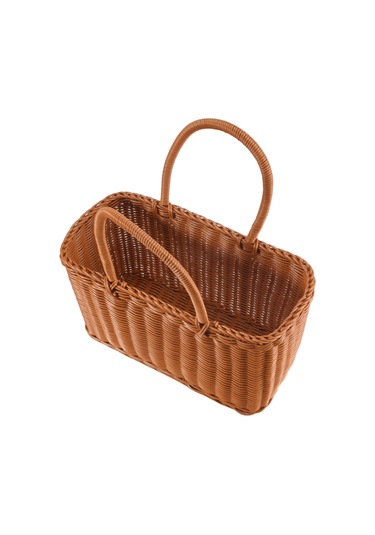 Xiaaokeji Ana Sayfa Alışveriş Sepeti El Sebze Sepeti Dekor Dokuma Rattan Çanta Kahverengi