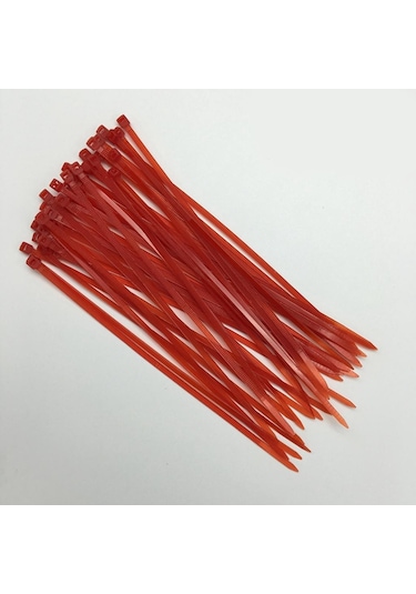 Homyl 100 Adet Kendinden Kilitli Naylon Kablo Bağı Plastik 4x150mm-kırmızı