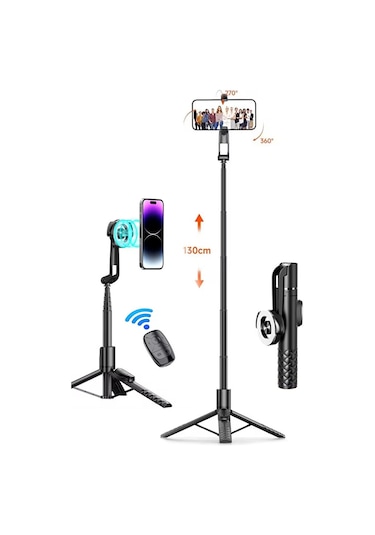 Bluetooth Kumandalı Magsafe Uyumlu Tripod Selfie Çubuğu / 130cm /