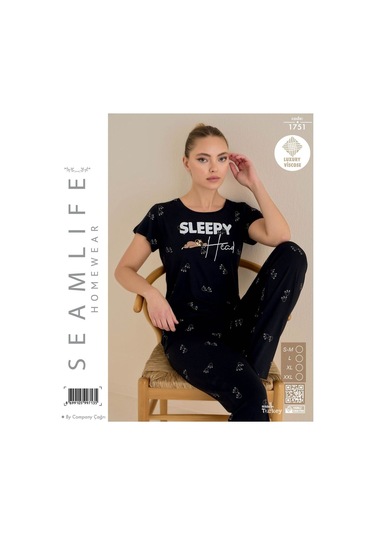 Street Beauty Viskon Kısa Kol Pijama Takımı Siyah
