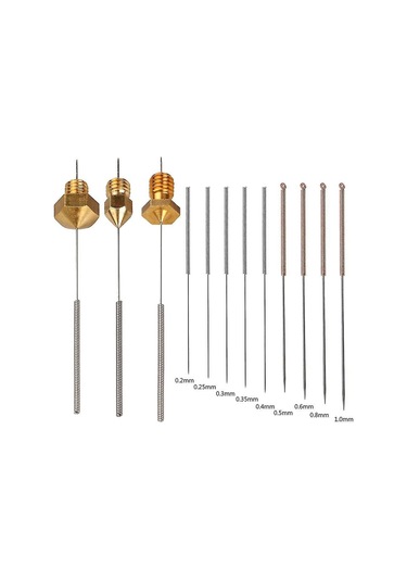 Yuntech01 9'lu Set Paslanmaz Çelik Nozzle Temizleme İğneleri - 0.2mm'den 1mm'ye Kadar Çaplar - 3d Yazıcı Extruder Ve Isı Uçları İçin Profesyonel Temizlik Aracı
