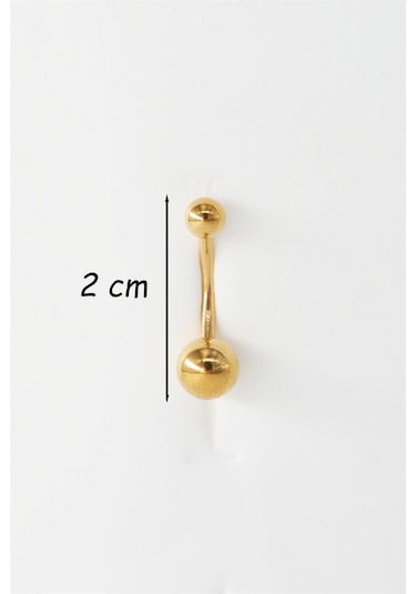 Kadın 316l Anti Alerjenik Topcuklu Göbek Piercing - Altın