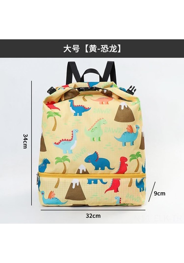 Xindoker Küçükler İçin Büyük Boy Sarı Dinozor Desenli Su Geçirmez Plaj Çantası - İç/dis Suyu Ayıran Çıkış Seyahat Sırt Çantası Sarı