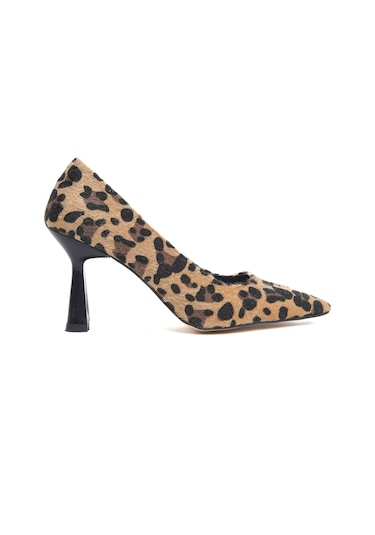 Divolya Vest Leopar 8cm Topuk Boyu Günlük Kullanım Stiletto Leopar