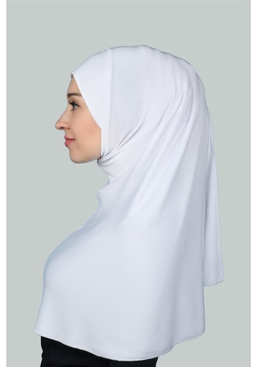 Hazır Türban Pratik Eşarp Tesettür Hijab - Namaz Örtüsü Xl Beyaz