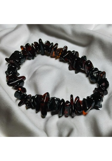 Naturel Kesim Yetişkin Kaya Damla Kehribar Bileklik Kahverengi