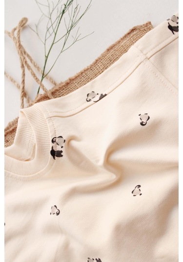 Penguen Bebek Alt Üst Takım Krem