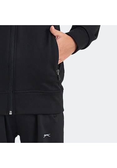 Slazenger NOON Çocuk Fermuarlı Kapüşonlu Cepli Siyah / Siyah Eşofman Takımı