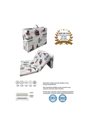 Katlanır Yer Yatağı Sünger Yatak 80x180 Istanbul 8 Cm