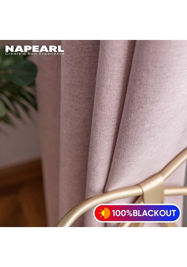 1 Adet Napearl % 100% Karartma Düz Renk Keten Yatak Odası Pencere Perdesi Modern Halka Tipi Perdeler Oturma Odası Perdesi Ev Dekor İçin Pembe