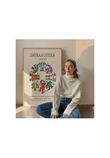 Keith Haring Temalı Modern Dekoratif Poster, 50 X 70 Cm Ölçü