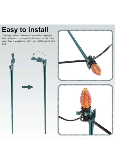 20 Adet Işık Kazığı Kolay Kurulum Noel Işık Tutucu Bahçe Dış Mekan İçin Evrensel Zemin Kazığısiyah