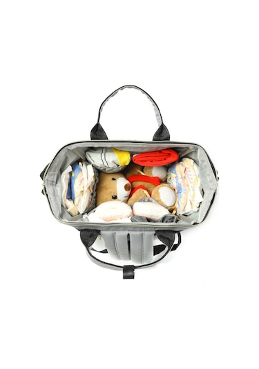 Lal Baby Flamingo Desenli Anne Bebek Bakım Sırt Çantası Gri