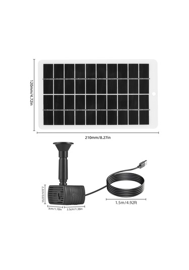 Konesam 4w Güneş Enerjili Usb Çıkışlı Su Pompası, 6 Fıskiye Modu, 120l/h Akış, 50cm Yükseklik, Otomatik Bahçe Dekoru, Siyah