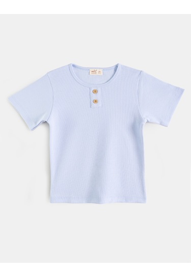 Aysbebe Erkek Çocuk Şortlu Kaşkorse Takım Kısa Kollu Buz Mavi