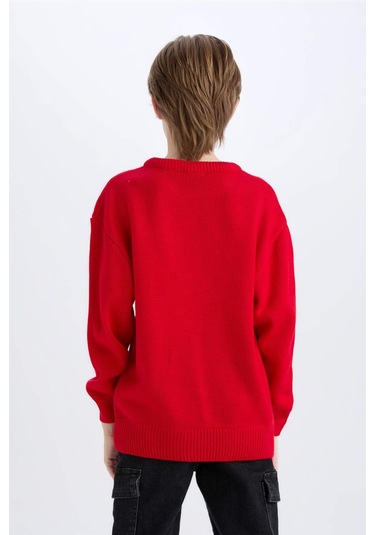 DeFacto Erkek Çocuk Yılbaşı Temalı Bisiklet Yaka Triko Kazak D5991A824CWRD51