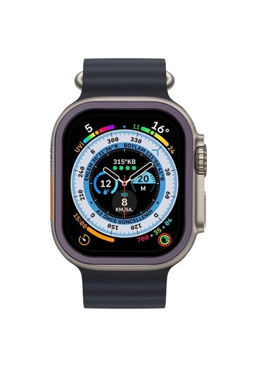 Watch Ultra 49mm Alüminyum Kasa Cam Ekran Koruyucu - Mor