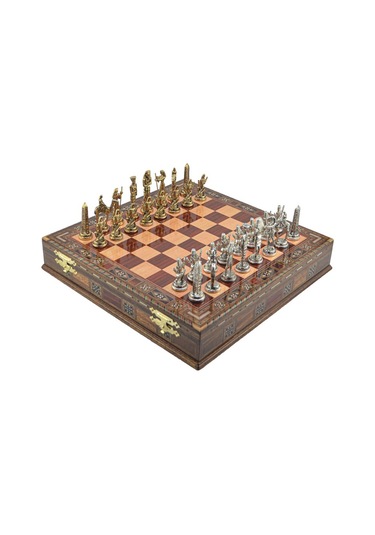 Gifthome Metal Satranç Takımı-seti büyük mısır parlak gül sandıkl