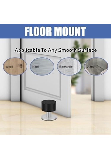 Pazly Kendinden Yapışkanlı Paslanmaz Çelik Kapı Durdurucu, Ses Yalıtımlı 2'li Paket