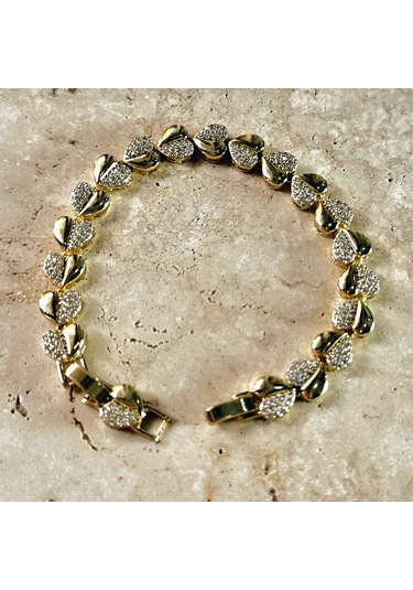 Vıp Seri Kalpli Zirkon Bileklik Gold Gold