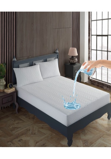 Tek Kişilik Kapitone Fitted Su Geçirmez Sıvı Geçirmez Yastık Ve Yatak Alezi Seti Yatak Koruyucu Beyaz