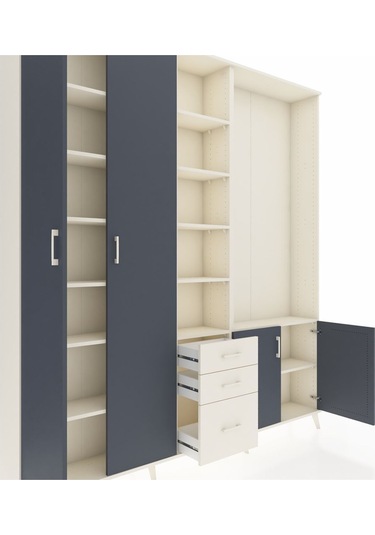 Arges Dolap 13 Raflı 3 Çekmeceli 4 Kapaklı 220x30x243 Aytaşı-antrasit/aytaşı Antrasıt/aytası