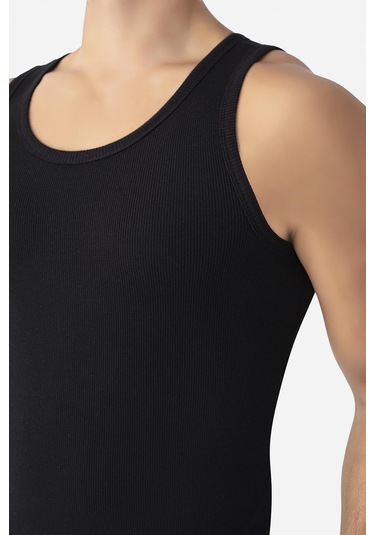 Erkek Siyah Fitilli Kaşkorse Atlet 3'lü Paket Esnek Ve Yumuşak Kumaş Siyah