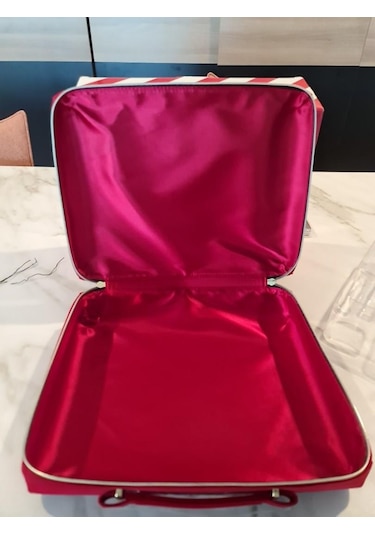 Estee Lauder Kırmızı Kadife Kozmetik Makyaj Çantası Büyük Boy Vintage Kırmızı