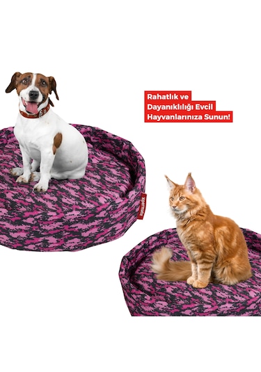Xpermate Sünger Simit Küçük Irk Köpek Kedi Yatağı 55 Cm Kamuflaj