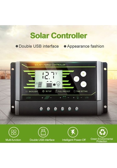 Electric 12v/24v Güneş Şarj Kontrolcüsü, 20a Çift Usb, Akıllı Sokak Lambası, Pwm Düzenleyici