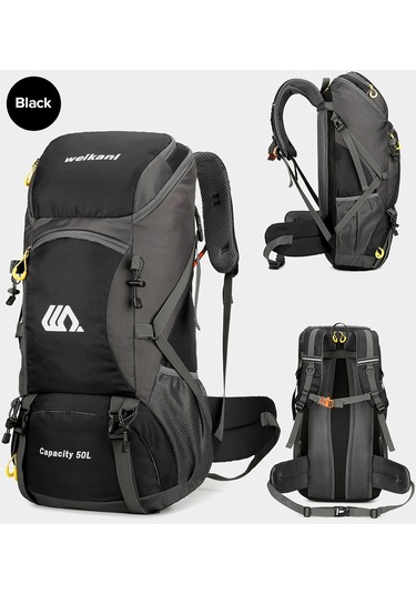 Weikani-50l Suya Dayanıklı Yürüyüş Sırt Çantası Açık Spor Sırt,siyah Siyah