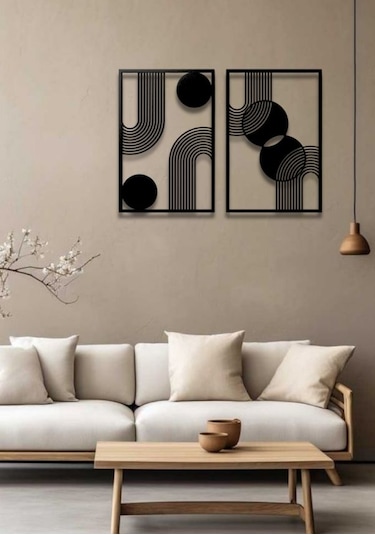 Bohem Stil Minimalist 2 Li Metal Duvar Dekoru Seti