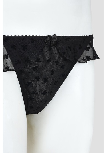 Loya Kadın Siyah Bow Fırfırlı String Siyah