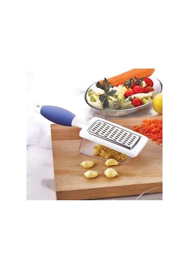 Silikon Saplı Hazneli Rende Hazneli Metal El Rendesi Sarımsak Peynir Sebze El Rendesi Beyaz