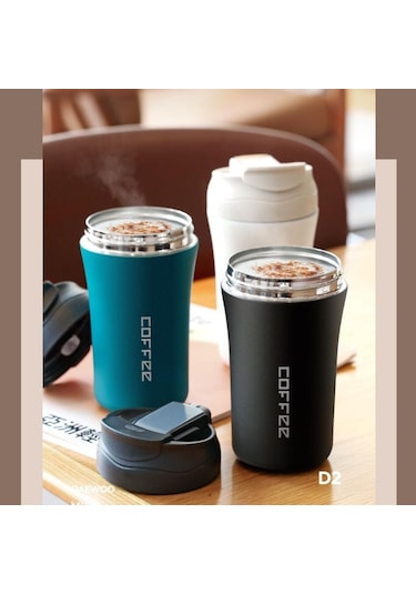 Yeşil 400 Ml Çift Paslanmaz Çelik 304 Kahve Kupa Sızdırmaz Termos Seyahat Termos Kupa Thermosmug Su Şişesi Hediyeler Için