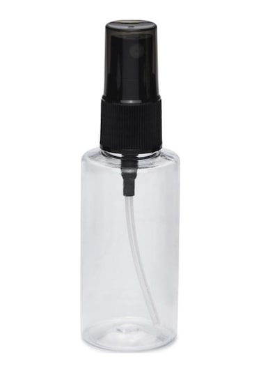 Siyah Sprey Başlıklı Boş Şeffaf Plastik Şişe 100 x 50 ML