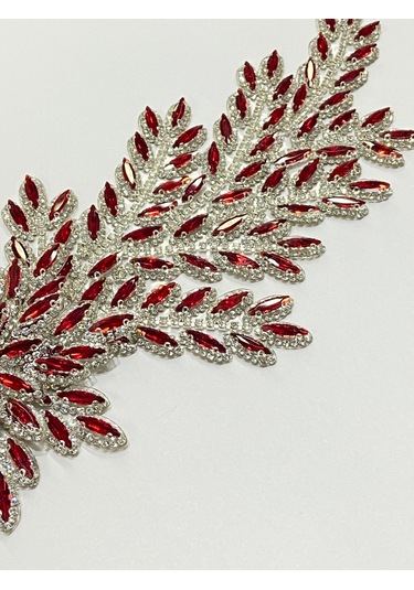 Ütüyle Yapışan Kristal Taşlı Aplike - Kırmızı