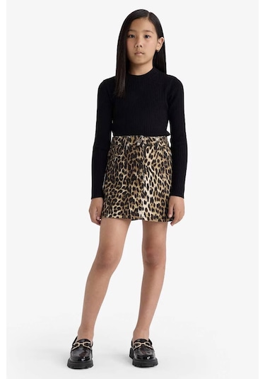 Defacto Fitted Bisiklet Yaka Ribana Siyah Kız Çocuk Kazak E9849a8/bk81 Siyah