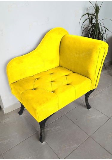 Yeni Model Ters Kol Tekli Köşe Koltuğu Josefin Bench Siyah Ayak Siyah