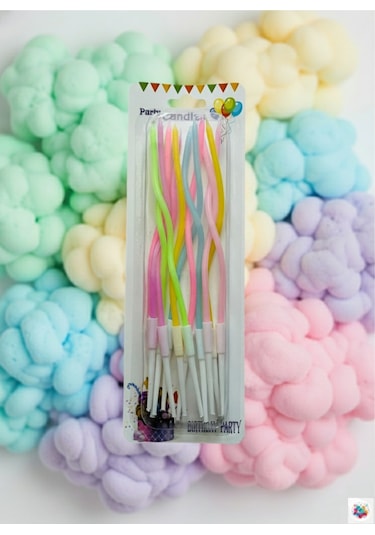 Dalgalı Mum Makaron 12'li Paket 16 Cm Çok Renkli